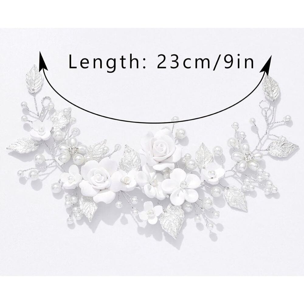 Elegant Floral Bridal Hair Vine - White Wedding Hairpiece